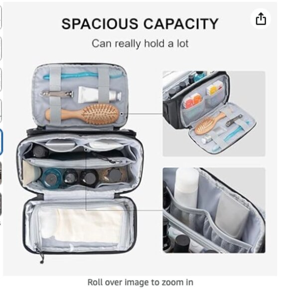 Everfun Travel Toiletry Bag For Men And Women Dopp Kit Wide Open Makeup Cosmetic - Picture 5 of 6